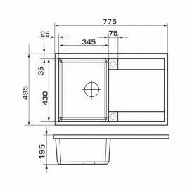 Мойка для кухни Granado Vigo врезная 77,5х49,5 см наногранит gris 1408