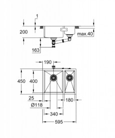 Мойка для кухни Grohe K700 59,5х45 см нержавеющая сталь матовая 31577SD1