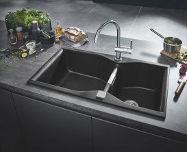Мийка для кухні Grohe K700 90х50 см кварцовий композит чорний граніт 31658AP0