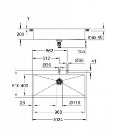 Мийка для кухні Grohe K800 102,4х51 см нержавіюча сталь матова 31586SD1