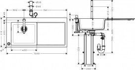 Мийка для кухні Hansgrohe C51 C51-F450-12 з одноважільним змішувачем і системою зливу з автоматичним управлінням графіт 43228000