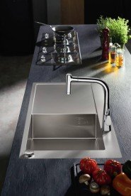 Мойка для кухни Hansgrohe C71 C71-F450-02 с однорычажным кухонным смесителем и системой слива с автоматическим управлением сталь 43208800