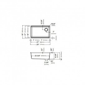 Мийка для кухні Kraus Bellucci 73,7х48,2 см під стільницю композитний граніт білий KGUW1-30WH