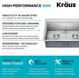 Мойка для кухни Kraus Kore двойная 76,2х55,9 см нержавеющая сталь KWT302-30