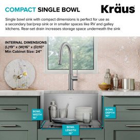 Мойка для кухни Kraus Kore под столешницу 53,3х43,2 см нержавеющая сталь KWU111-21
