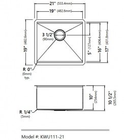 Мойка для кухни Kraus Kore под столешницу 53,3х43,2 см нержавеющая сталь KWU111-21