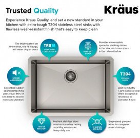 Мойка для кухни Kraus Standart Pro под столешницу 66х45,7 см нержавеющая сталь KHU100-26