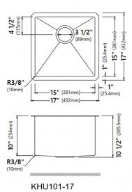 Мийка для кухні Kraus Standart Pro під стільницю 43,2х43,2 см нержавіюча сталь KHU101-17