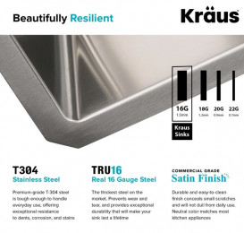 Мийка для кухні Kraus Standart Pro під стільницю 43,2х43,2 см нержавіюча сталь KHU101-17