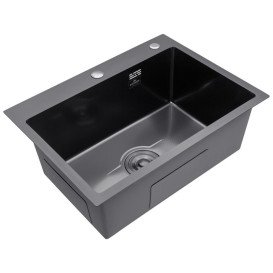 Мийка для кухні Kroner KRP Derby KD5843HM ​​58х43 см нержавіюча сталь чорний PVD CV027241