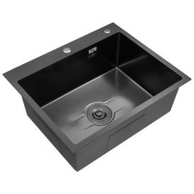Мойка для кухни Kroner KRP Derby KD6050HM 60х50 см нержавеющая сталь черный PVD CV027242