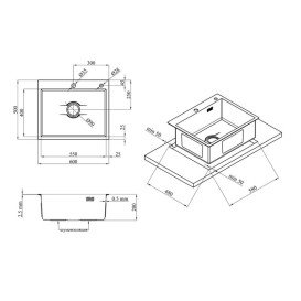 Мойка для кухни Kroner KRP Derby KD6050HM 60х50 см нержавеющая сталь черный PVD CV027242