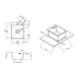 Мийка для кухні Kroner KRP Geburstet-4050HM 40х50 см з дозатором та сушаркою нержавіюча сталь CV029164