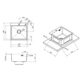 Мийка для кухні Kroner KRP Geburstet-5050HM 50х50 см із дозатором та сушаркою нержавіюча сталь CV022800