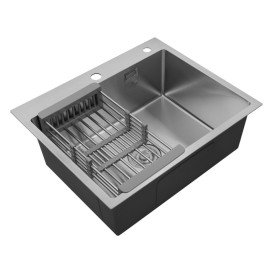 Мийка для кухні Kroner KRP Geburstet-6050HM 60х50 см з дозатором та сушаркою нержавіюча сталь CV022802