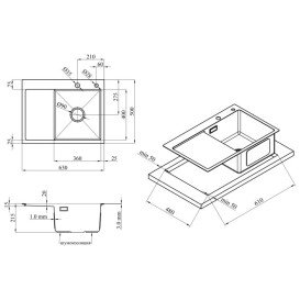 Мийка для кухні Kroner KRP Geburstet-6350RHM 63х50 см крило зліва нержавіюча сталь CV031321