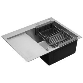 Мойка для кухни Kroner KRP Geburstet-6350RHM 63х50 см со смесителем и дозатором нержавеющая сталь CVS30128