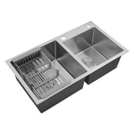Мийка для кухні Kroner KRP Geburstet-7843ZHM 78х43 см з дозатором та сушаркою нержавіюча сталь CV022805