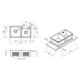 Мийка для кухні Kroner KRP Geburstet-7843ZHM 78х43 см з дозатором та сушаркою нержавіюча сталь CV022805