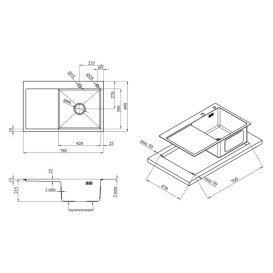 Мойка для кухни Kroner KRP Geburstet-7849RHM 78х49 см крыло слева нержавеющая сталь CV025276