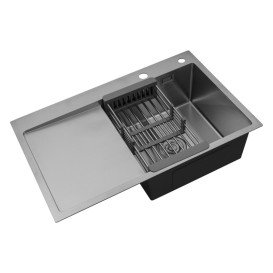 Мийка для кухні Kroner KRP Geburstet-7849RHM 78х49 см крило зліва нержавіюча сталь CV025276