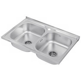 Мийка для кухні Kroner KRP Satin-5080Z08180N подвійна 80х50 см нержавіюча стальCV022822
