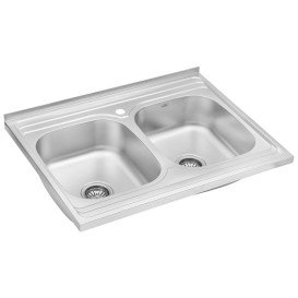 Мийка для кухні Kroner KRP Satin-6080Z08180 подвійна 80х60 см нержавіюча сталь CV022827