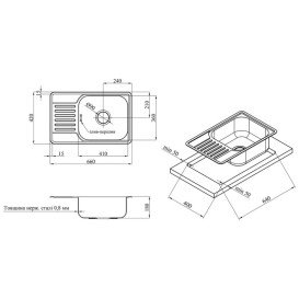 Мойка для кухни Kroner KRP Satin-664208180 66х42 см нержавеющая сталь CV025281