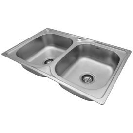 Мийка для кухні Kroner KRP Satin-7948Z подвійна 80х50 см нержавіюча сталь CV025445