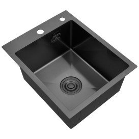 Мойка для кухни Kroner KRP Schwarze-4050HM 40х50 см с дозатором и сушилкой нержавеющая сталь черный PVD CV035374