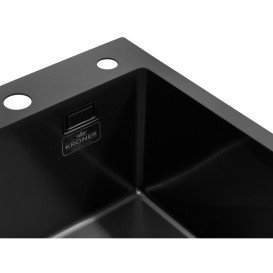 Мойка для кухни Kroner KRP Schwarze-4050HM 40х50 см с дозатором и сушилкой нержавеющая сталь черный PVD CV035374