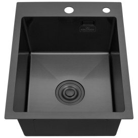 Мойка для кухни Kroner KRP Schwarze-4050HM 40х50 см с дозатором и сушилкой нержавеющая сталь черный PVD CV035374