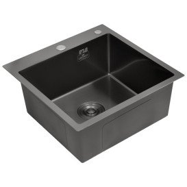 Мойка для кухни Kroner KRP Schwarze-4545HM 45х45 см со смесителем и дозатором нержавеющая сталь черный PVD CVS30136