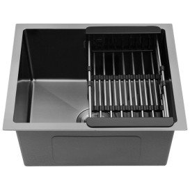 Мойка для кухни Kroner KRP Schwarze-4843HM 48х43 см с сушилкой нержавеющая сталь черный PVD CV022792