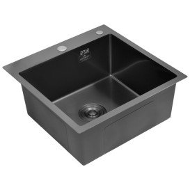 Мойка для кухни Kroner KRP Schwarze-5050HM 50х50 см со смесителем и дозатором нержавеющая сталь черный PVD CVS30145
