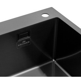 Мойка для кухни Kroner KRP Schwarze-5843HM 58х43 см с дозатором и сушилкой нержавеющая сталь черный PVD CV022794