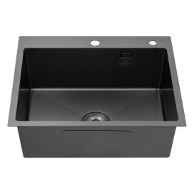 Мийка для кухні Kroner KRP Schwarze-6050HM 60х50 см з дозатором та сушаркою нержавіюча сталь чорний PVD CV025260