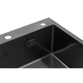 Мийка для кухні Kroner KRP Schwarze-6050HM 60х50 см з дозатором та сушаркою нержавіюча сталь чорний PVD CV025260