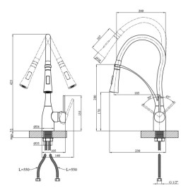 Мойка для кухни Kroner KRP Schwarze-6050HM 60х50 см со смесителем и дозатором нержавеющая сталь черный PVD CVS30071