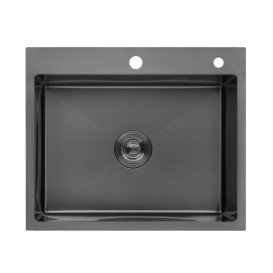 Мойка для кухни Kroner KRP Schwarze-6050HM 60х50 см со смесителем и дозатором нержавеющая сталь черный PVD CVS30071