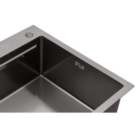 Мойка для кухни Kroner KRP Schwarze-6350HMPVD 63х50 см с дозатором и сушилкой нержавеющая сталь черный PVD CV031453