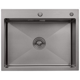 Мойка для кухни Kroner KRP Schwarze-6350HM 63х50 см со смесителем и дозатором нержавеющая сталь черный PVD CVS29809