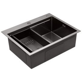 Мойка для кухни Kroner KRP Schwarze-6350HM 63х50 см со смесителем и дозатором нержавеющая сталь черный PVD CVS29809
