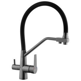 Мойка для кухни Kroner KRP Schwarze-6350HM 63х50 см со смесителем и дозатором нержавеющая сталь черный PVD CVS30117