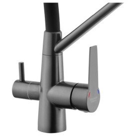 Мойка для кухни Kroner KRP Schwarze-6350HM 63х50 см со смесителем и дозатором нержавеющая сталь черный PVD CVS30117