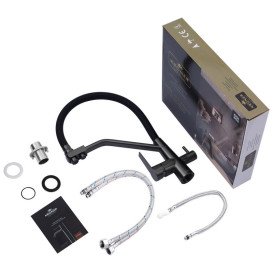 Мойка для кухни Kroner KRP Schwarze-6350HM 63х50 см со смесителем и дозатором нержавеющая сталь черный PVD CVS30117