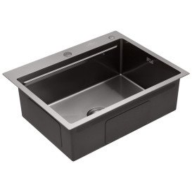 Мойка для кухни Kroner KRP Schwarze-6350HM 63х50 см со смесителем и дозатором нержавеющая сталь черный PVD CVS30117