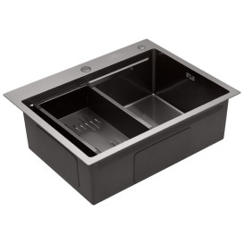 Мойка для кухни Kroner KRP Schwarze-6350HM 63х50 см со смесителем и дозатором нержавеющая сталь черный PVD CVS30124