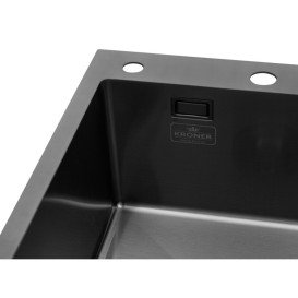 Мийка для кухні Kroner KRP Schwarze-7849LHM 78х49 см крило справа нержавіюча сталь чорний PVD CV025278