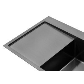 Мийка для кухні Kroner KRP Schwarze-7849RHM 78х49 см крило зліва нержавіюча сталь чорний PVD CV025279